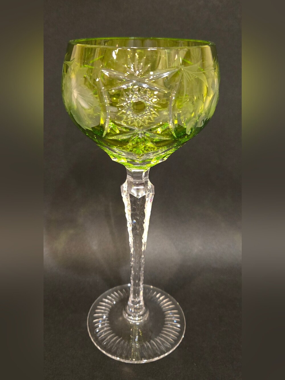 Nachtmann Traube Hand-Cut Green Crystal Goblet - Decorative Wine Glass